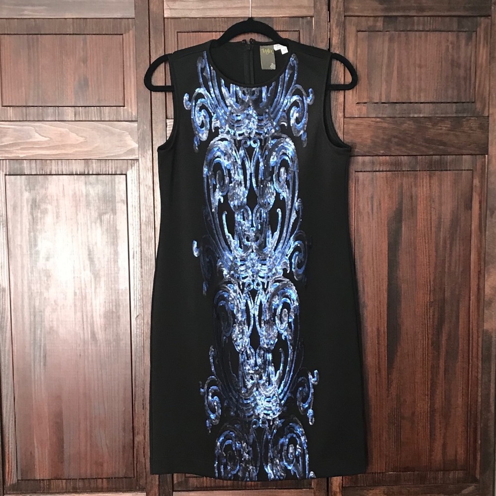 Taylor Maternity LBD with Blue & Blk Sequin Detail
